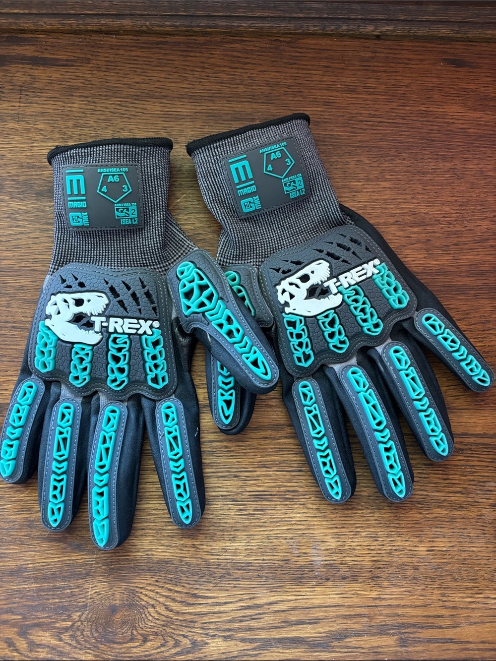 Men's Black Gloves with Teal Protective Accents